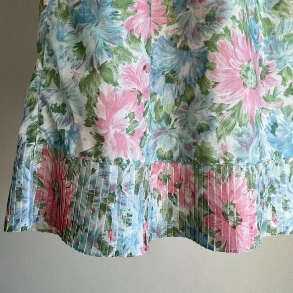 Vintage Floral Slip Skirt Groovy MCM Midi Pleated Retro Print Pastel Small - Picture 8 of 8